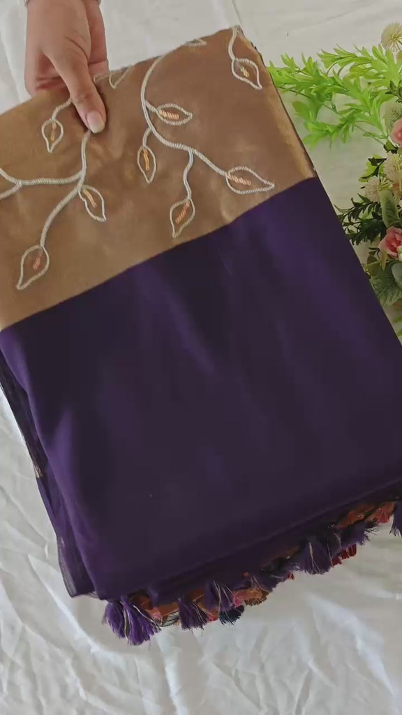 Premium Soft Mul Cotton Saree with Traditional Aari Embroidery and Designer Pallu